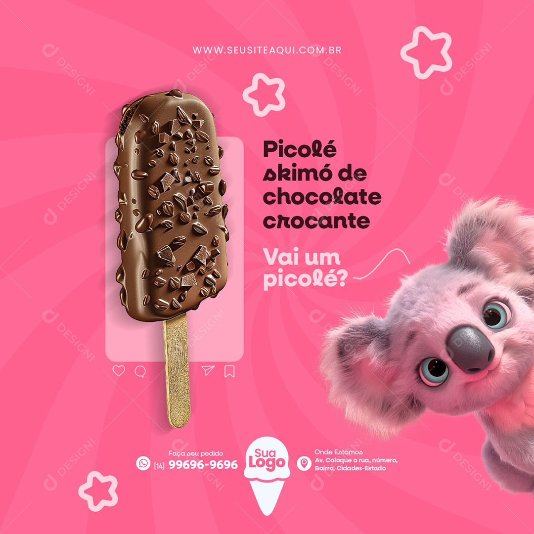 Sorveteria Vai Um Picolé Social Media PSD Editável