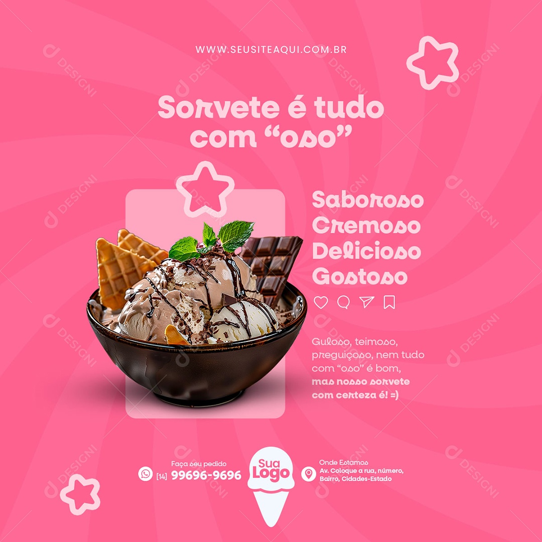 Sorveteria Sorvete é Tudo Social Media PSD Editável