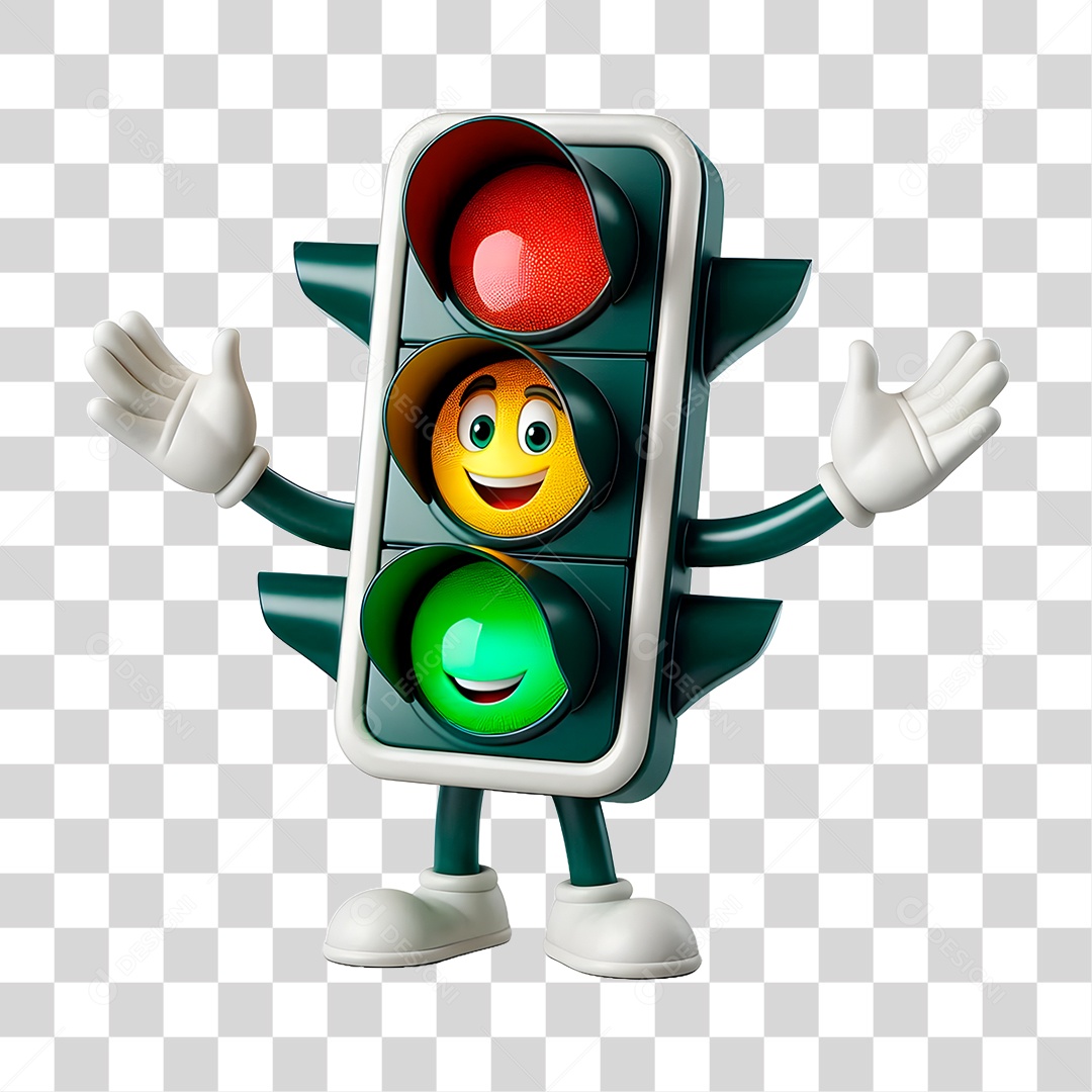 Mascote Semáforo PNG Transparente