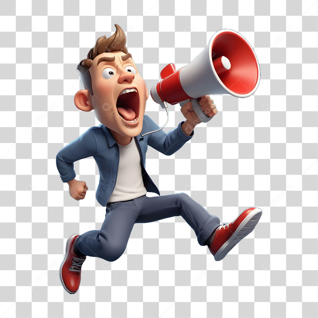 Personagem Homem com Megafone PNG Transparente