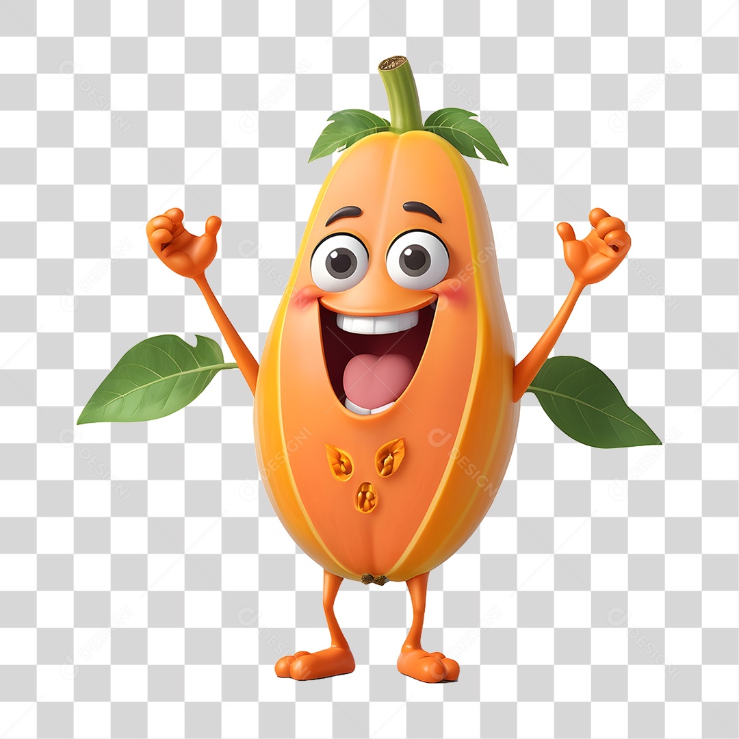 Elemento 3D Mascote de Frutas PNG Transparente