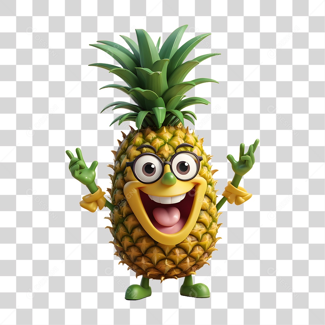 Elemento 3D Mascote de Frutas PNG Transparente