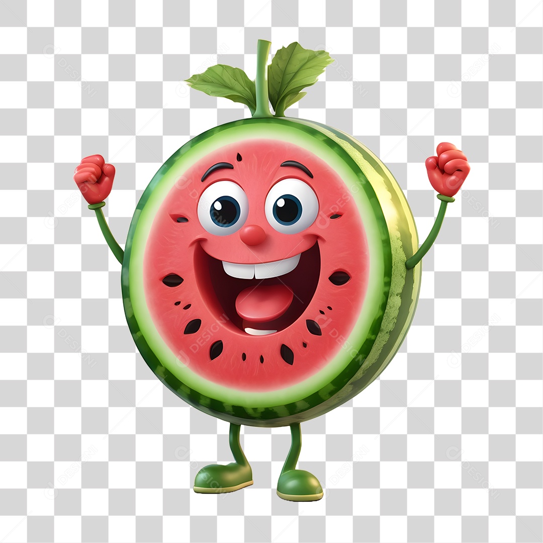 Elemento 3D Mascote de Frutas PNG Transparente