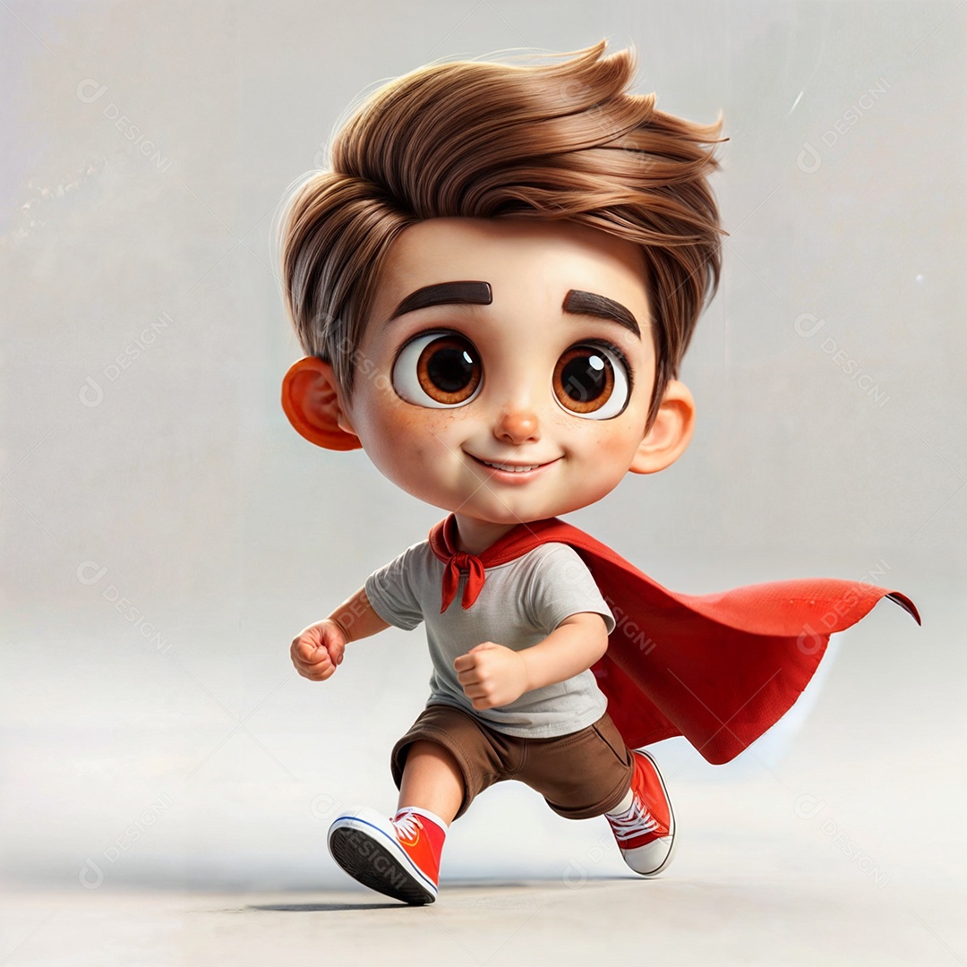 Criança feliz brincando de super heroí