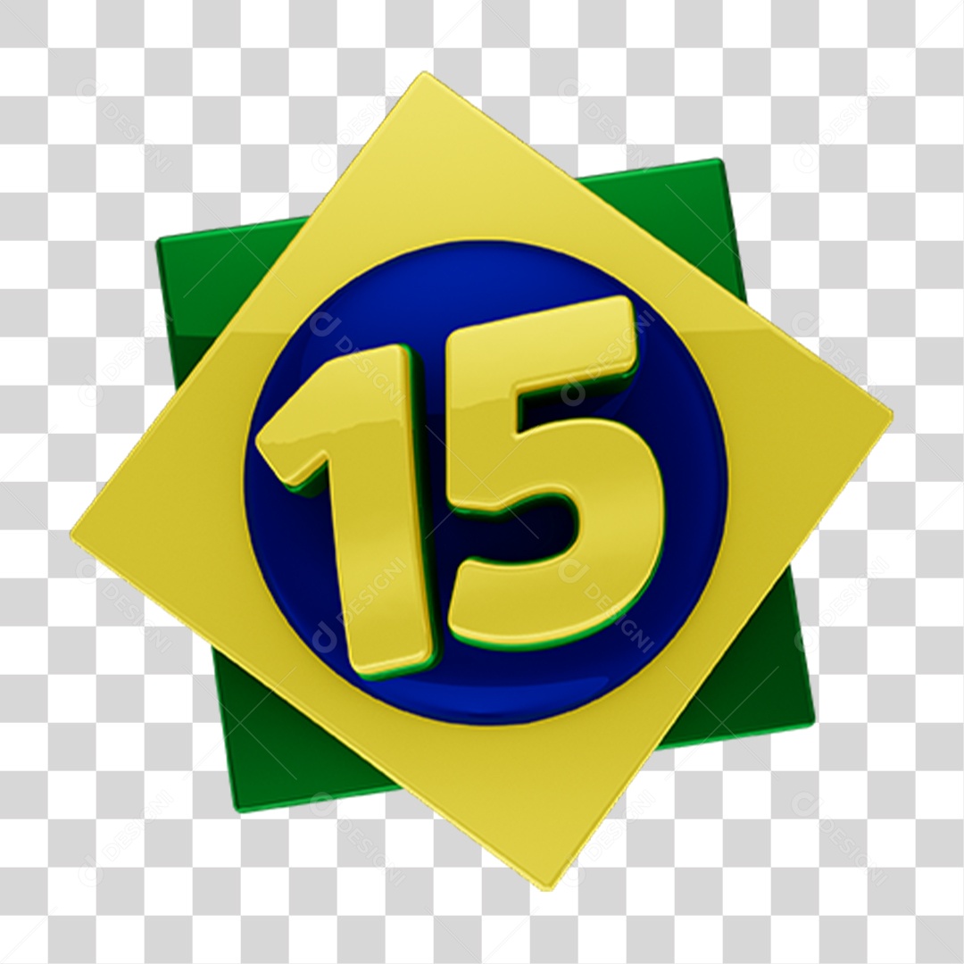 Selo 3D dia 15 PNG Transparente