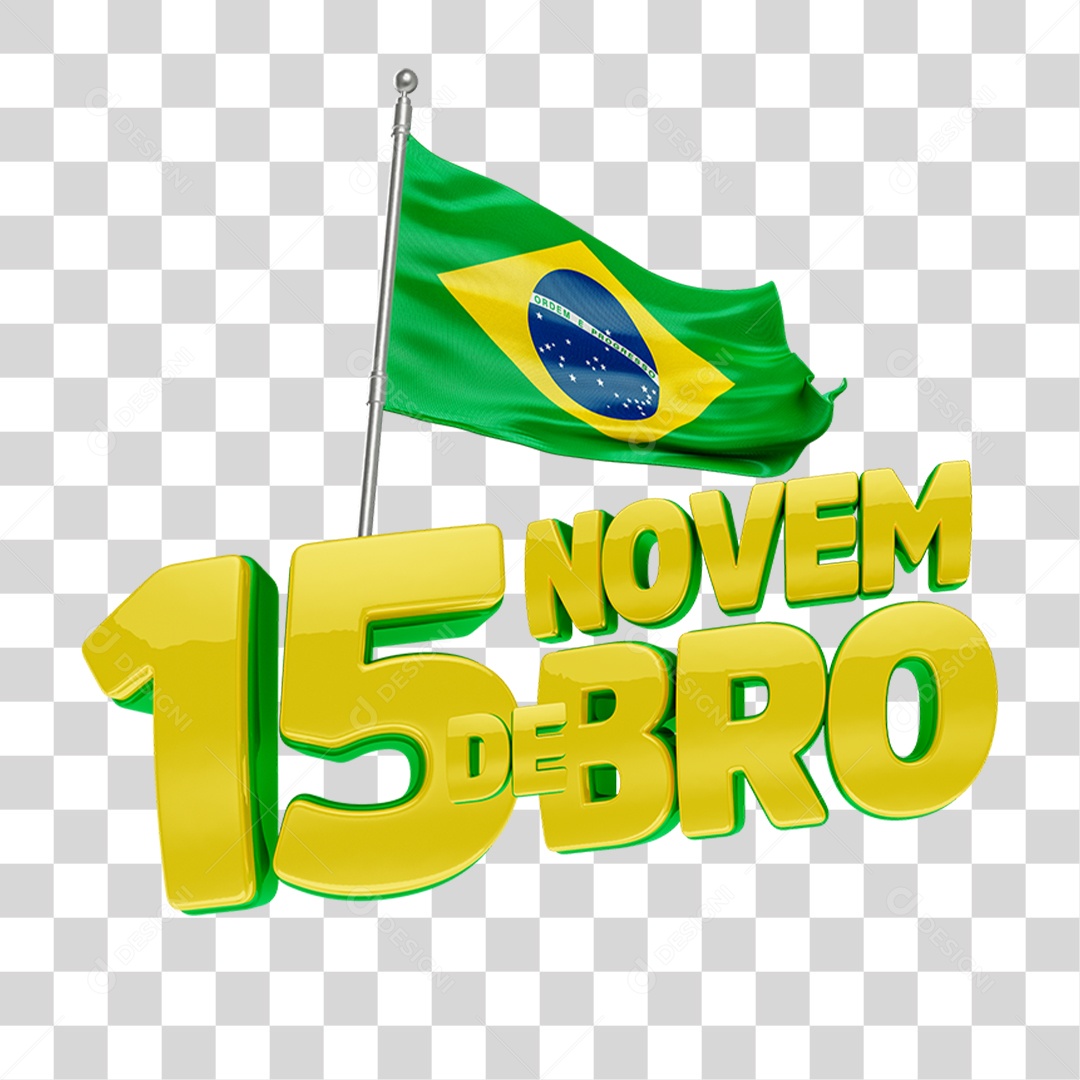 Selo 3D 15 de Novembro PNG Transparente