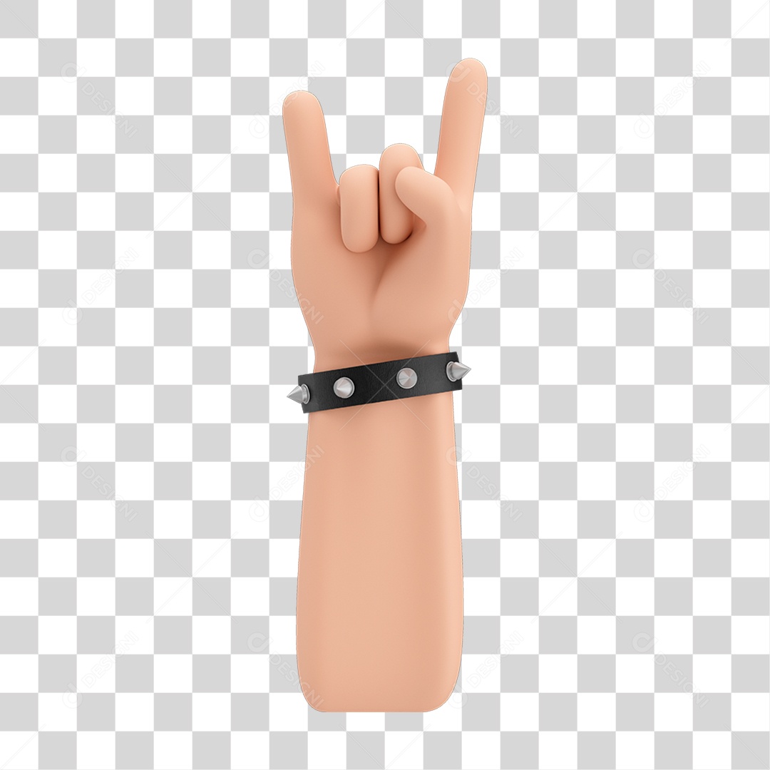 Braço Erguido Com Mâo Fazendo Gesto De Rock e Bracelete estilo Punk PNG Transparente
