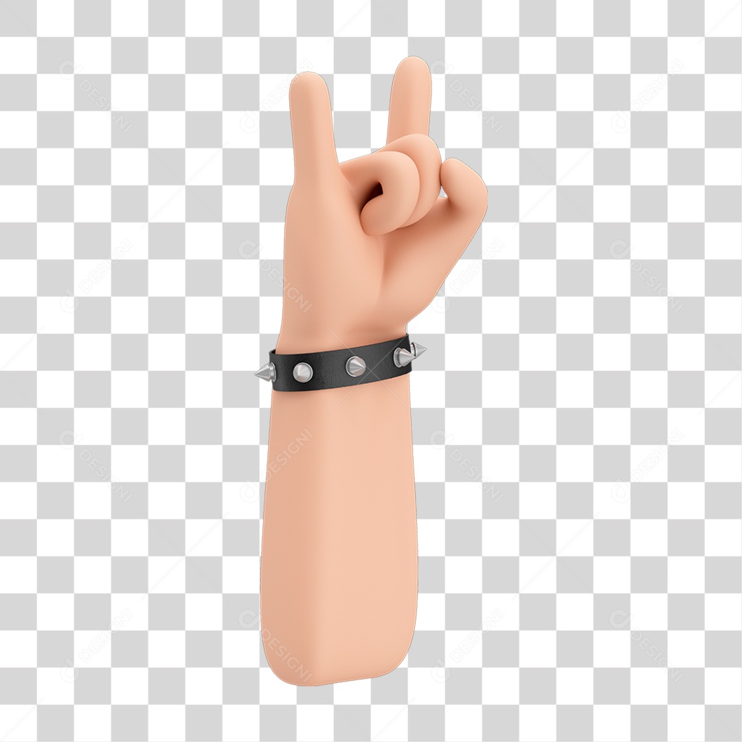 Braço Erguido Com Mâo Fazendo Gesto De Rock e Bracelete estilo Punk PNG Transparente
