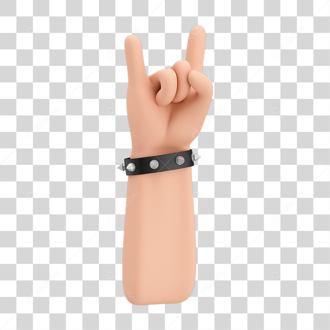 Braço Erguido Com Mâo Fazendo Gesto De Rock e Bracelete estilo Punk PNG Transparente