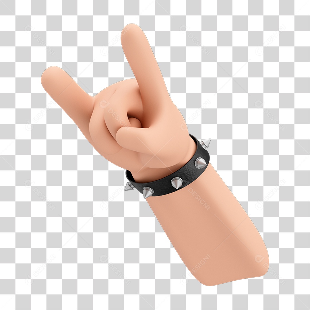 Braço Erguido Com Mâo Fazendo Gesto De Rock e Bracelete estilo Punk PNG Transparente