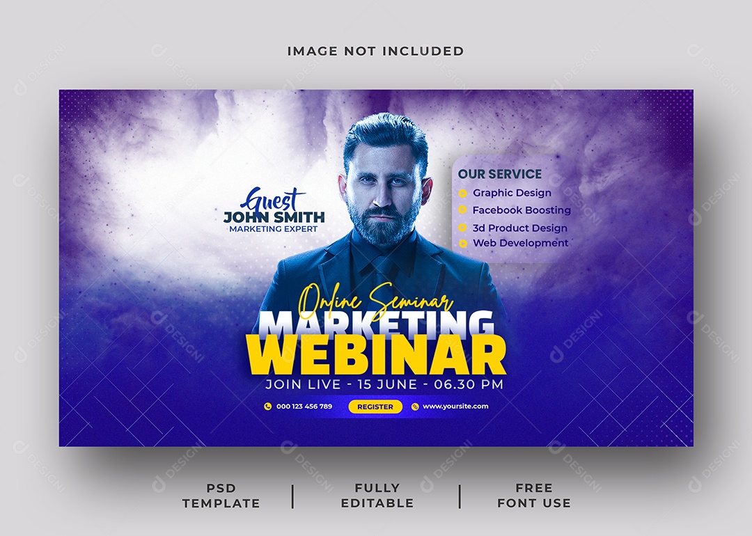 Seminário Online Webinar de Marketing Social Media PSD Editável