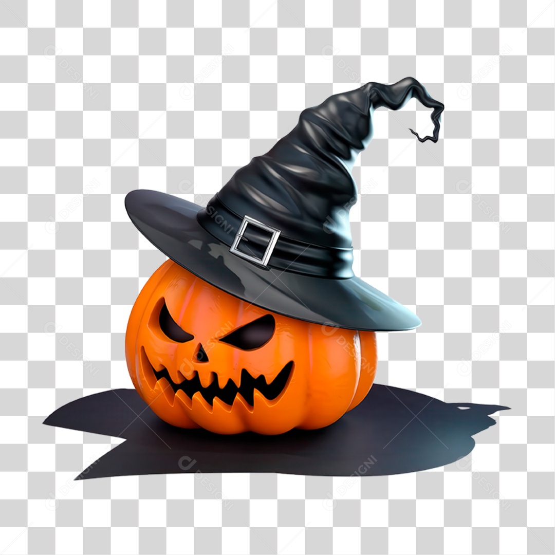 Elemento 3D Abobora Halloween PNG Transparente
