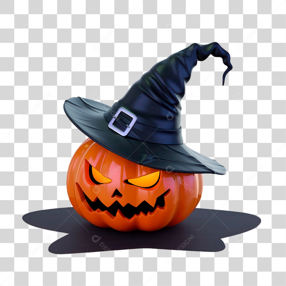 Elemento 3D Abobora Halloween PNG Transparente