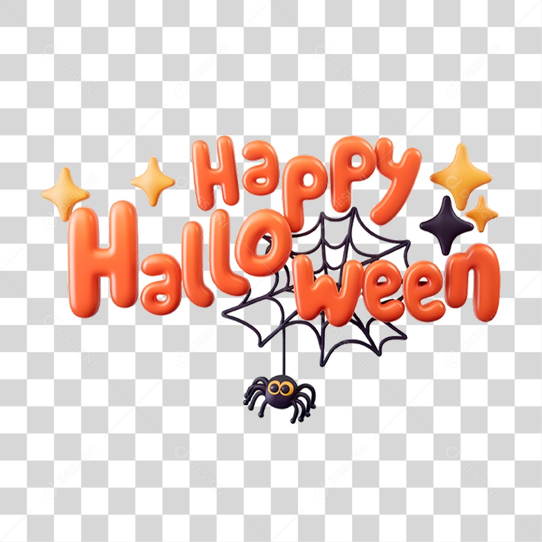 Elemento 3D Happy Halloween PNG Transparente