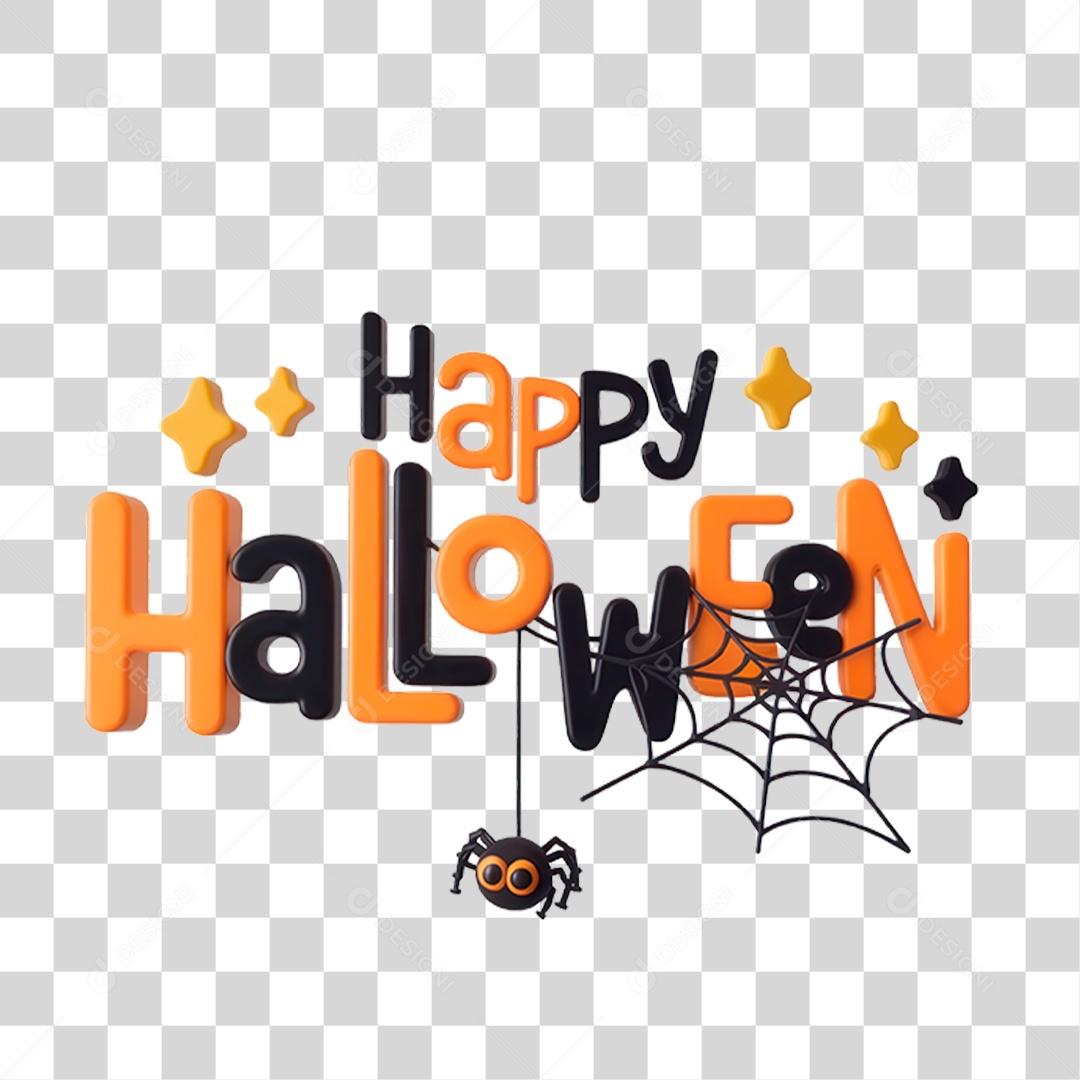 Elemento 3D Happy Halloween PNG Transparente