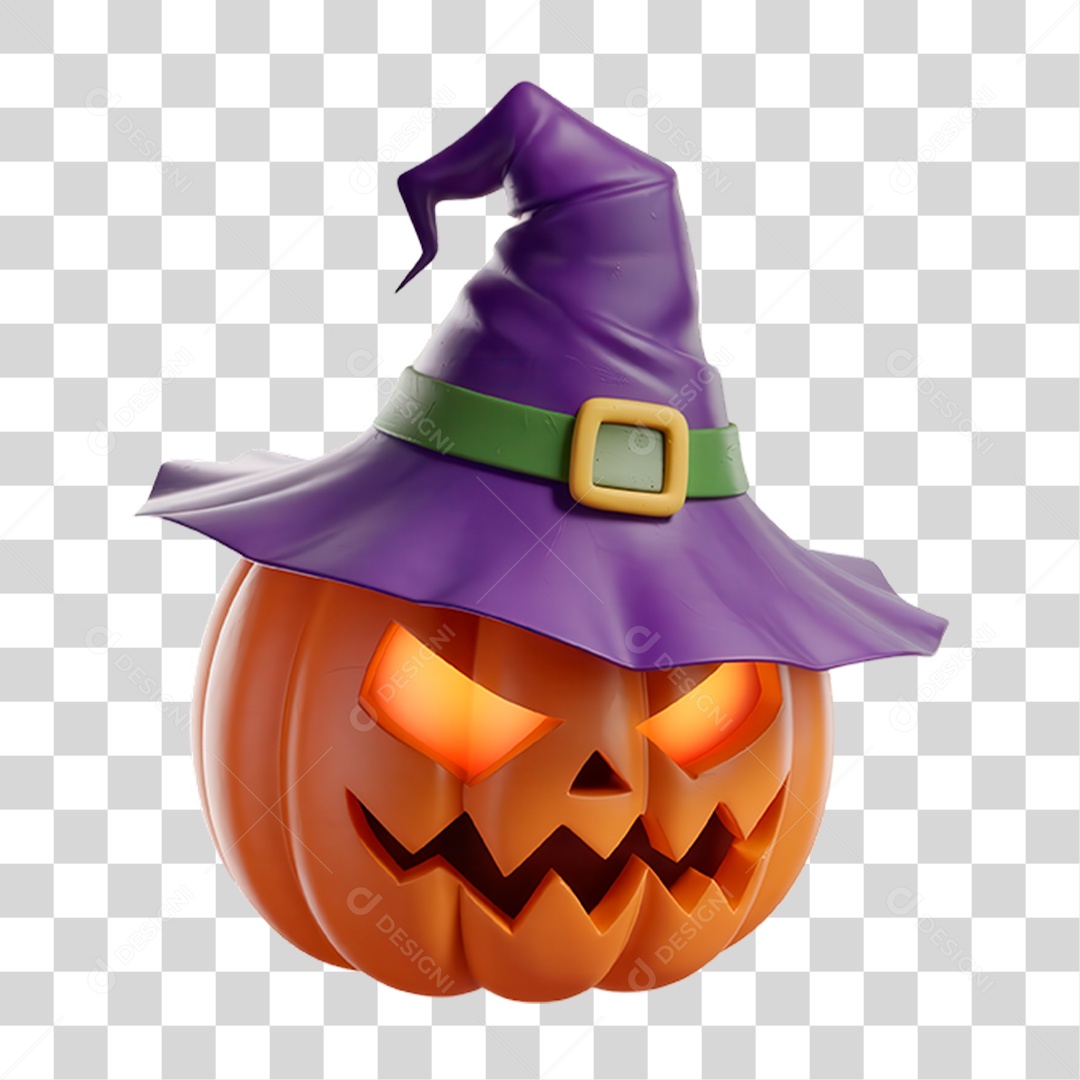 Elemento 3D Abobora Halloween PNG Transparente