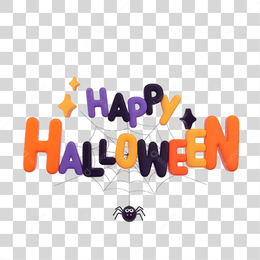 Elemento 3D Happy Halloween PNG Transparente