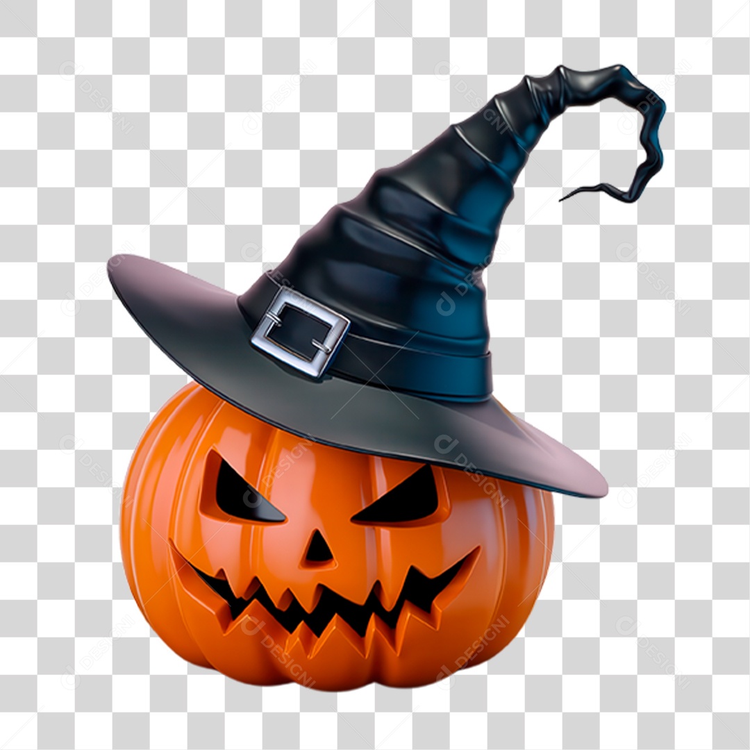Elemento 3D Abobora Halloween PNG Transparente