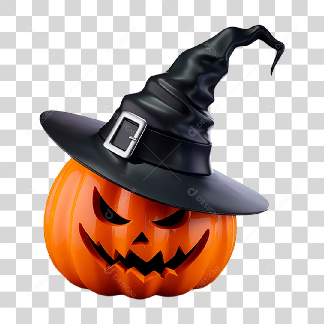 Elemento 3D Abobora Halloween PNG Transparente