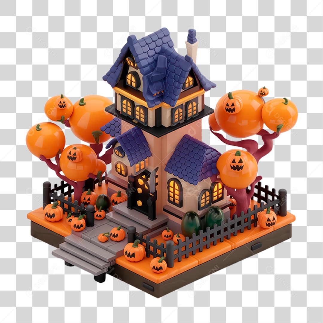 Elemento 3D Castelo Halloween PNG Transparente