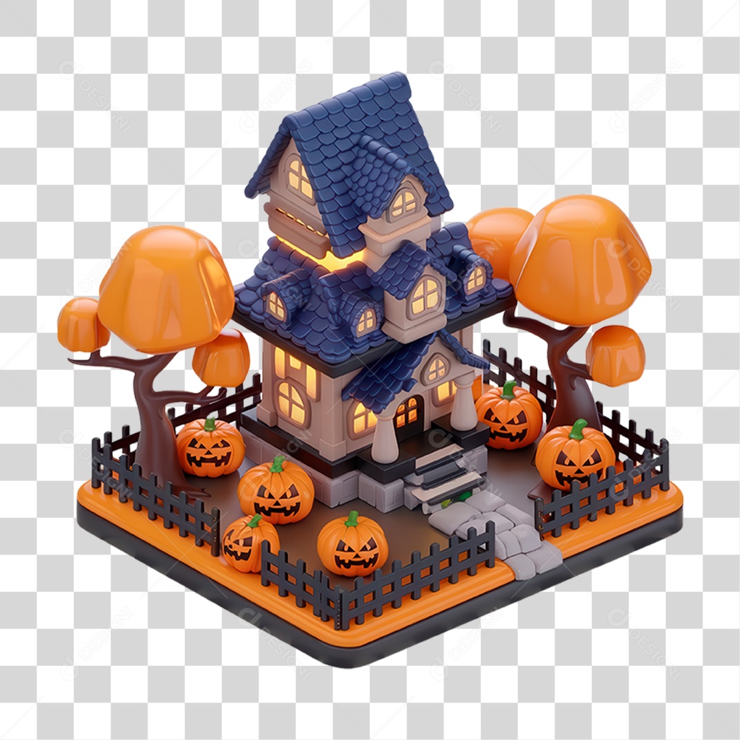 Elemento 3D Castelo Halloween PNG Transparente