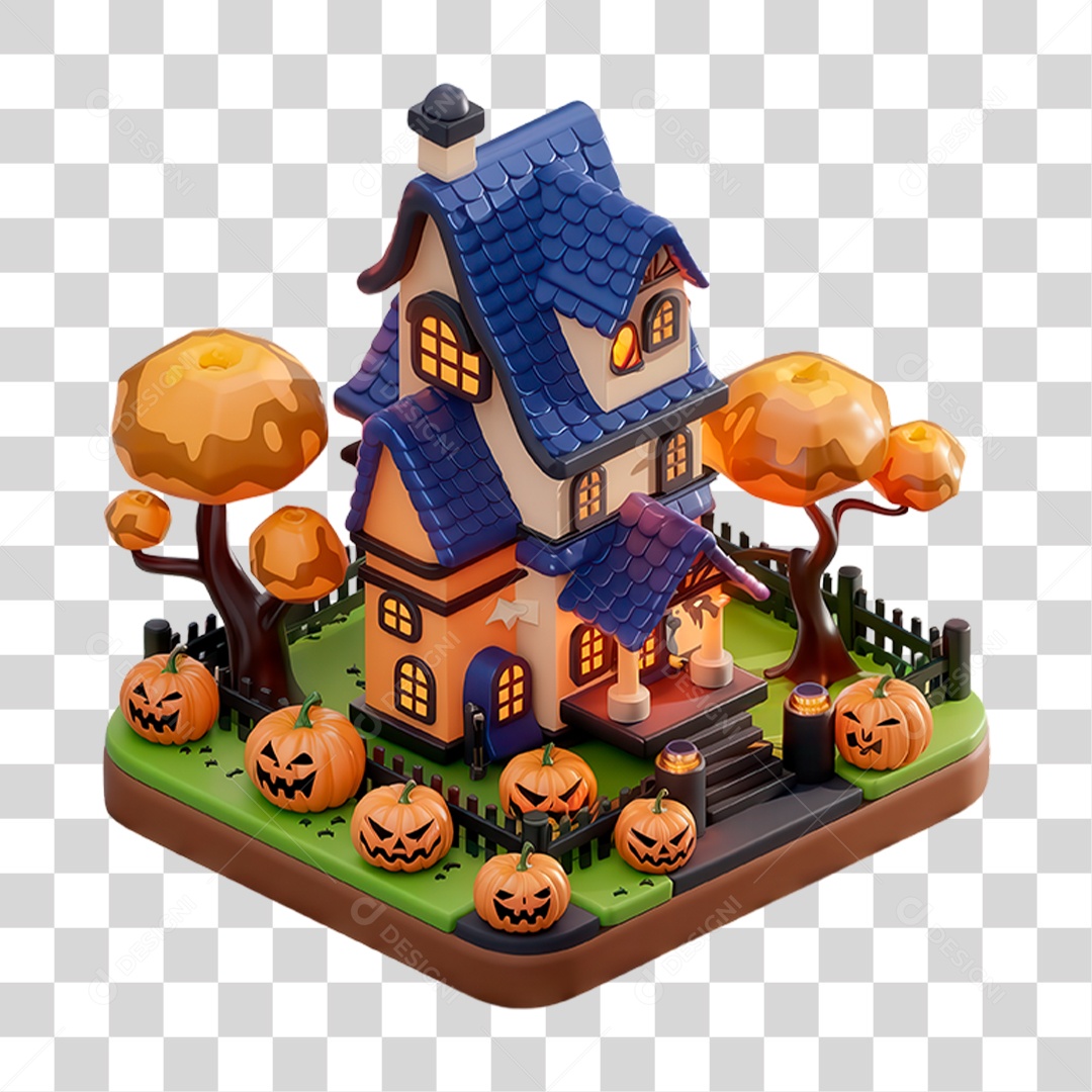 Elemento 3D Castelo Halloween PNG Transparente