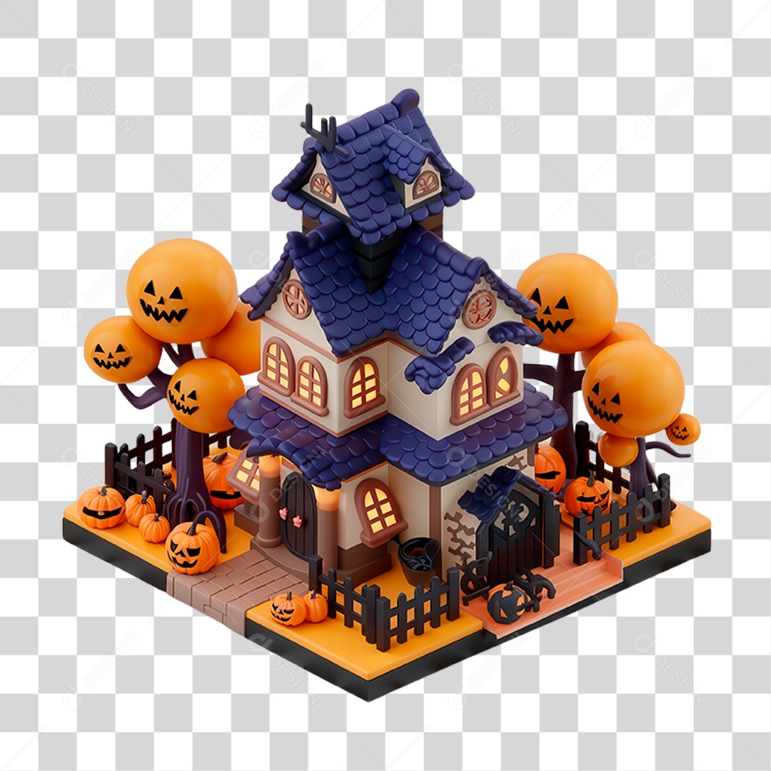 Elemento 3D Castelo Halloween PNG Transparente