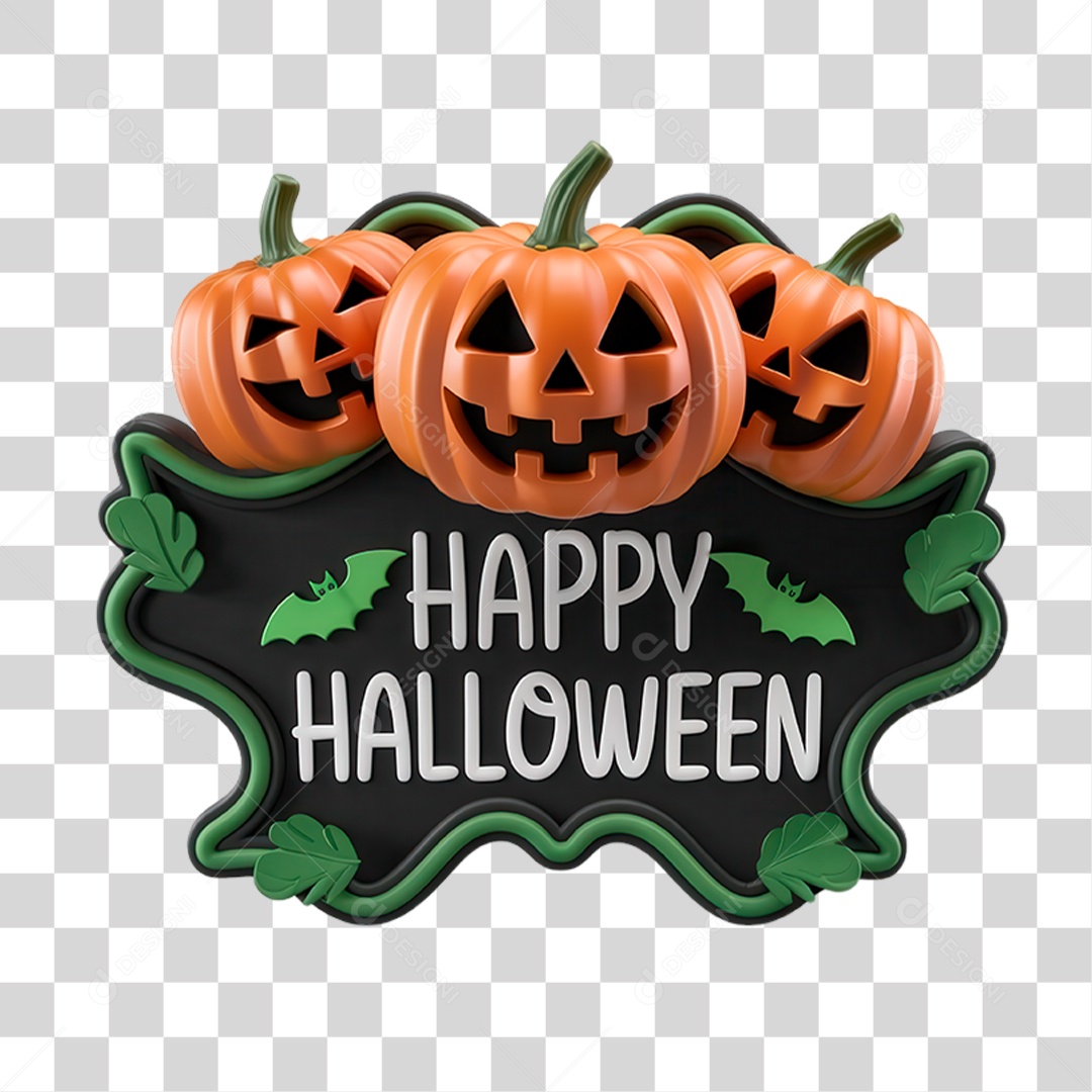 Elemento 3D Happy Halloween PNG Transparente