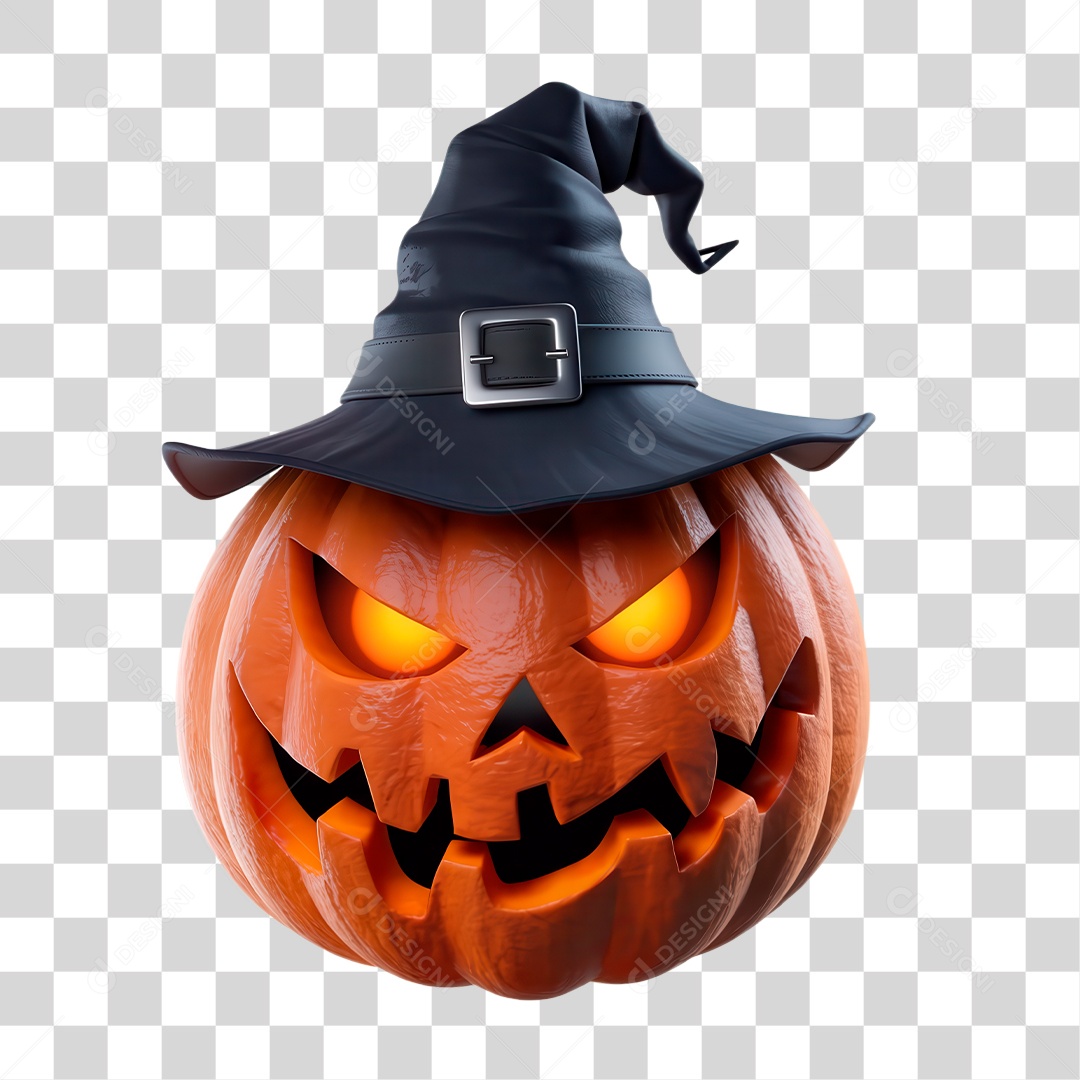 Elemento 3D Abóbora Halloween PNG Transparente