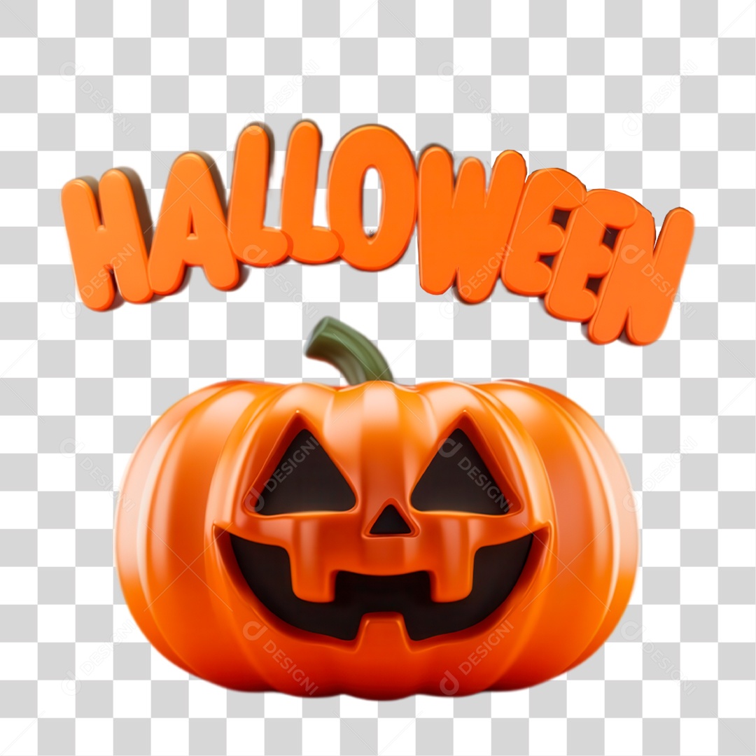 Elemento 3D Abóbora Halloween PNG Transparente