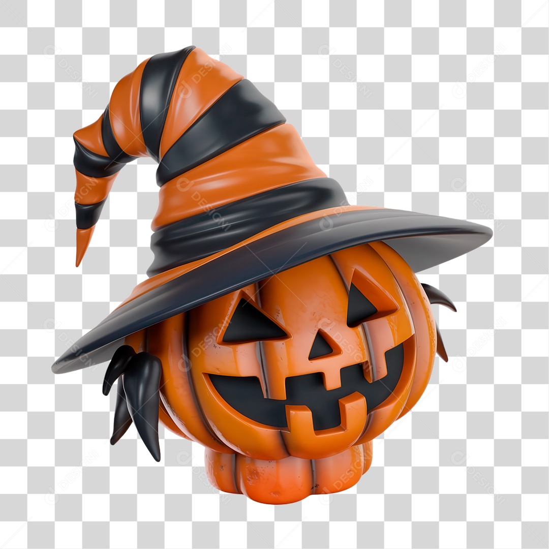 Elemento 3D Abóbora Halloween PNG Transparente