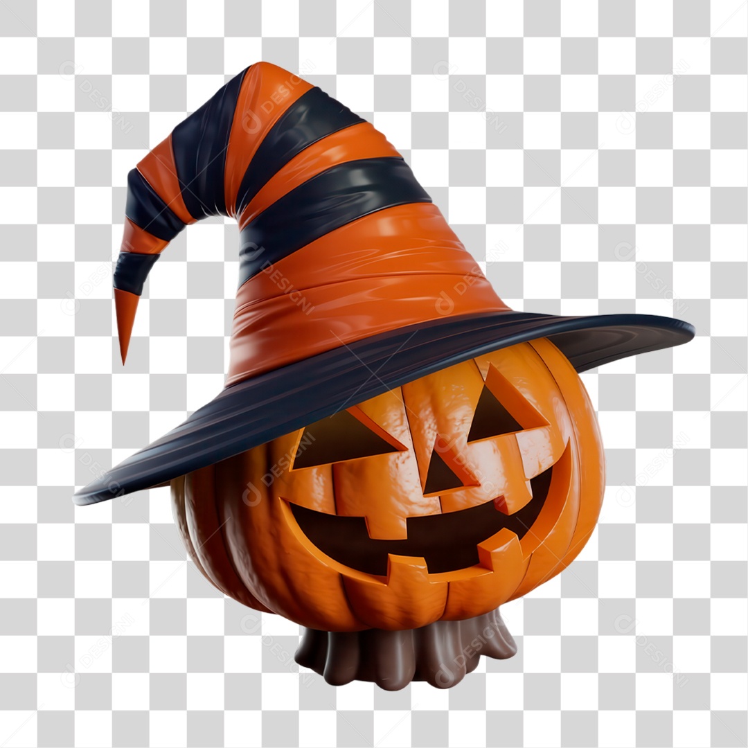 Elemento 3D Abóbora de Halloween PNG Transparente