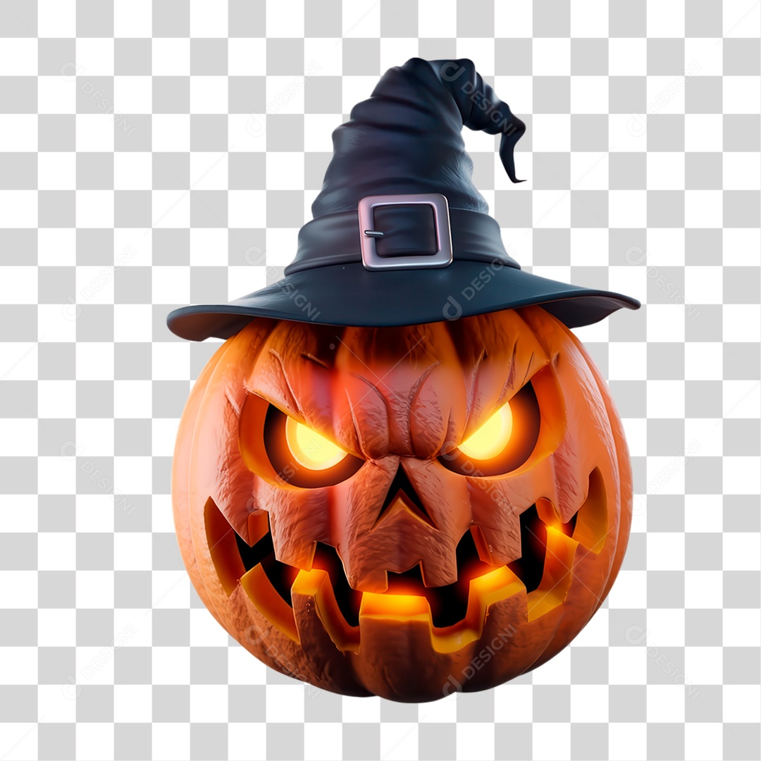 Elemento 3D Abóbora de Halloween PNG Transparente