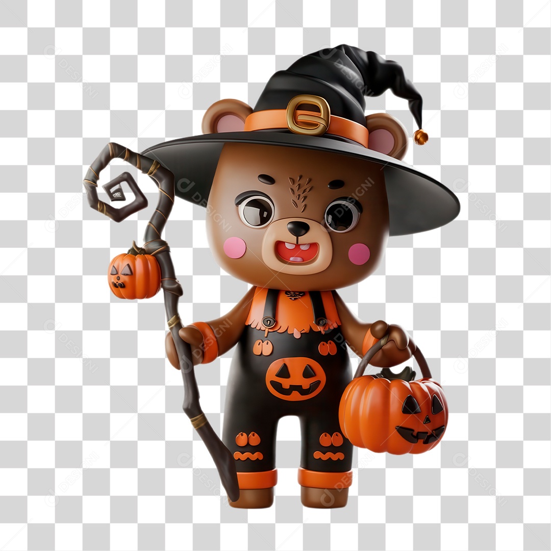 Elemento 3D Mascote de Halloween PNG Transparente