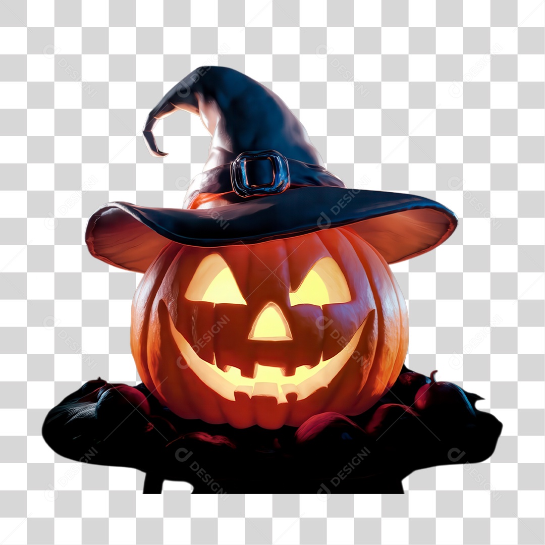 Elemento 3D Abóbora de Halloween PNG Transparente