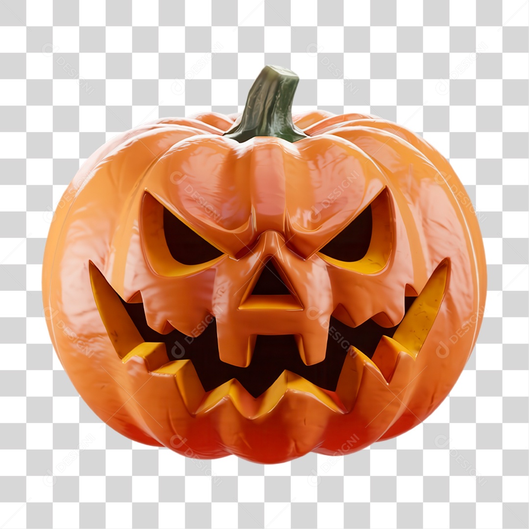 Elemento 3D Abóbora de Halloween PNG Transparente