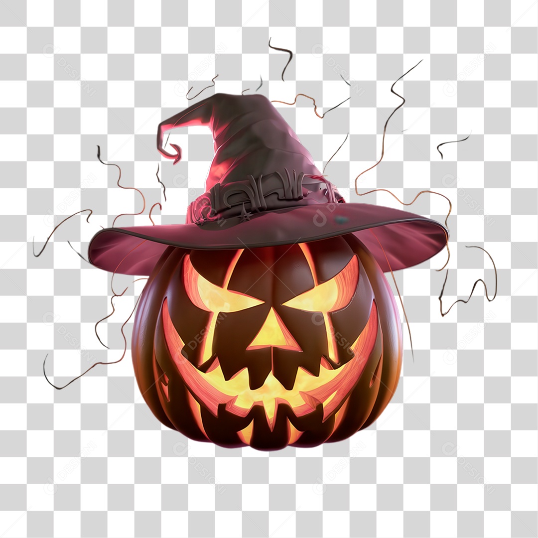 Elemento 3D Abóbora de Halloween PNG Transparente