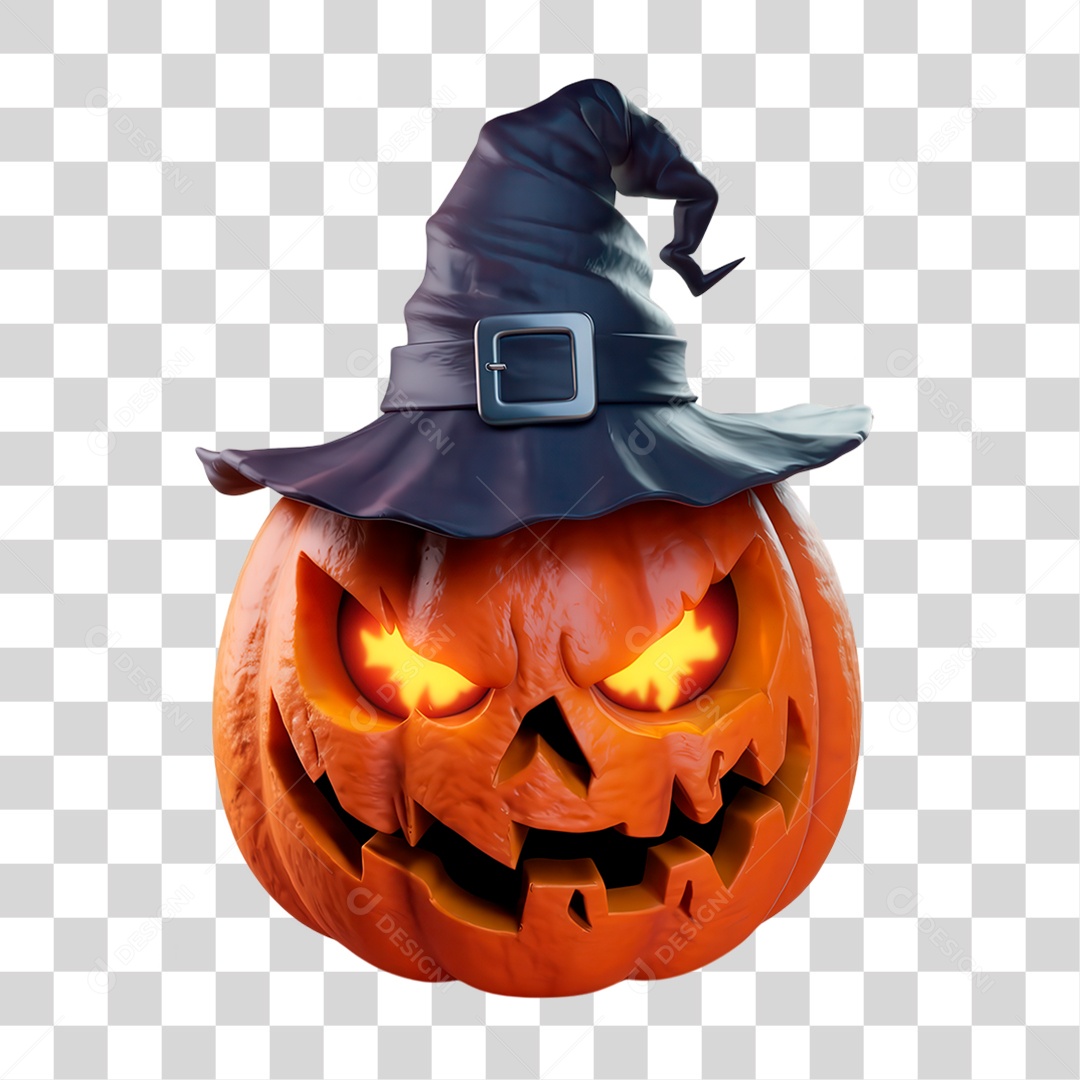 Elemento 3D Abóbora de Halloween PNG Transparente