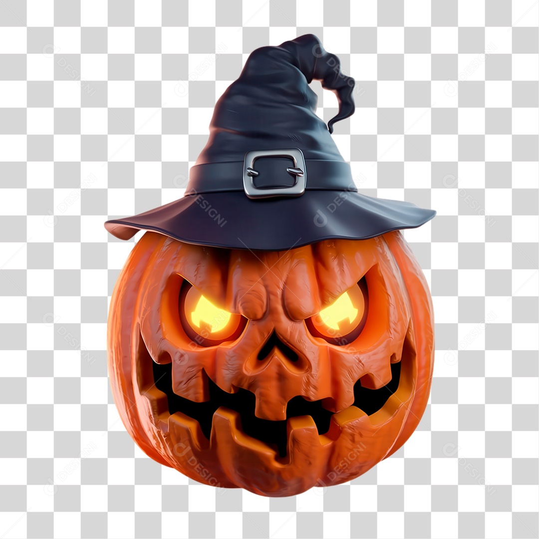 Elemento 3D Abóbora de Halloween PNG Transparente