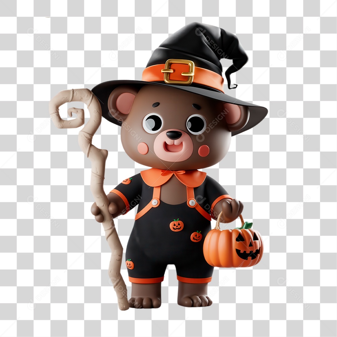 Elemento 3D Mascote de Halloween PNG Transparente
