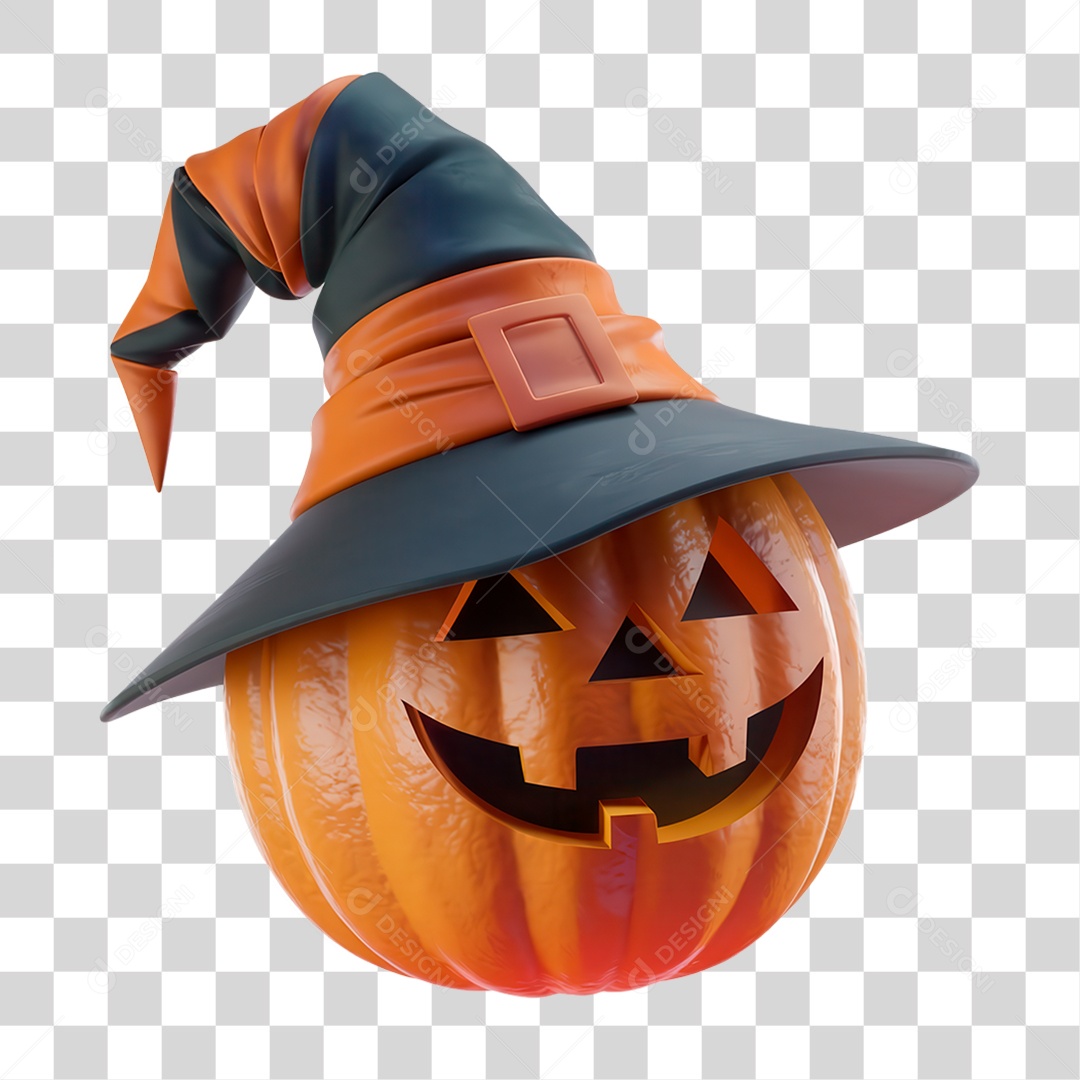 Elemento 3D Abóbora de Halloween PNG Transparente