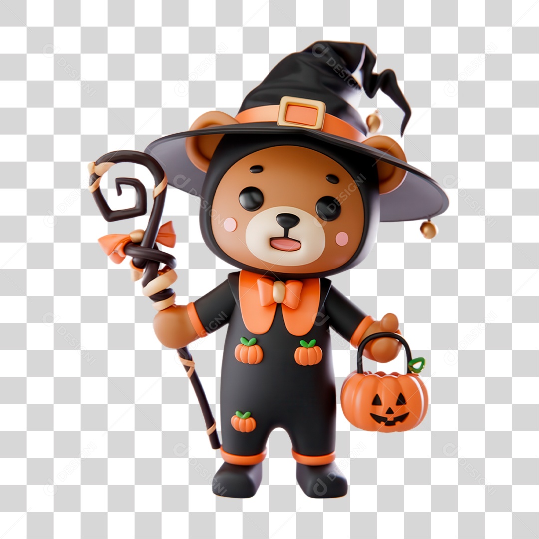 Elemento 3D Mascote de Halloween PNG Transparente