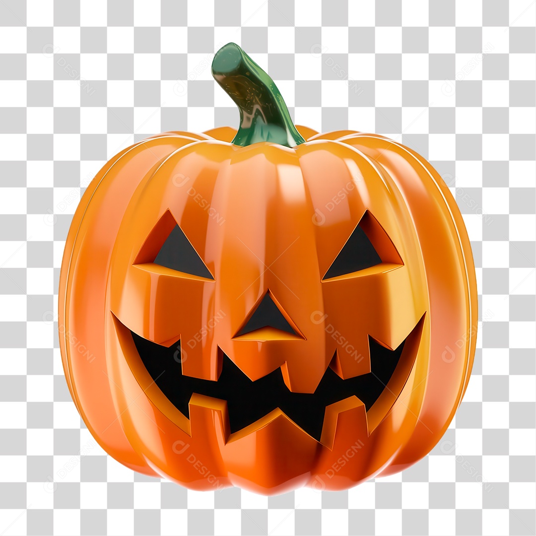 Elemento 3D Abóbora de Halloween PNG Transparente