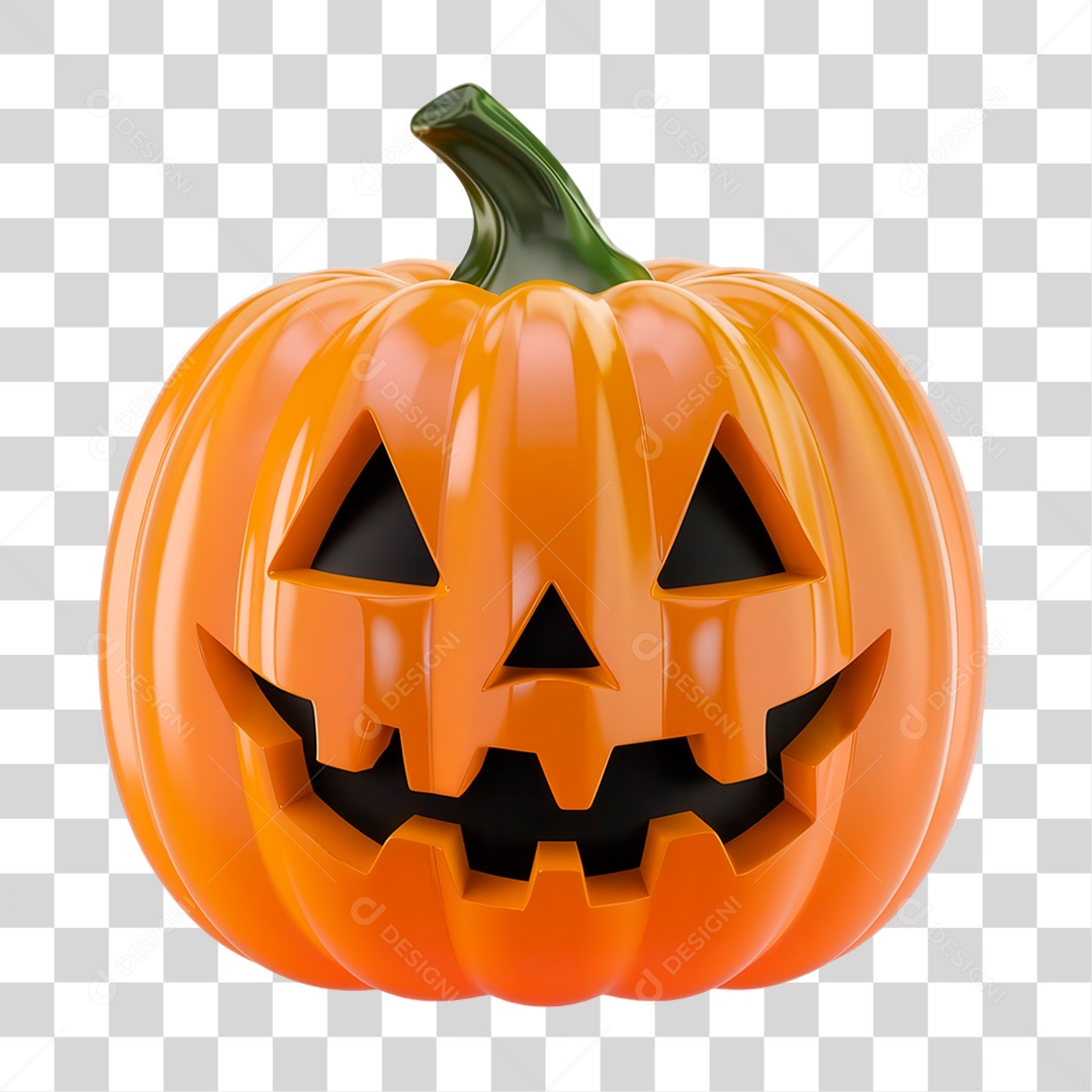 Elemento 3D Abóbora de Halloween PNG Transparente