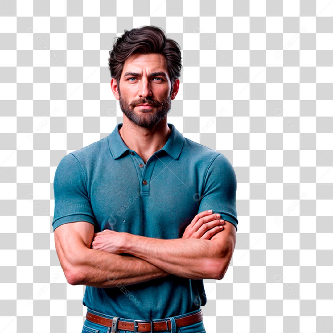 Homem Confiante de Braços Cruzados PNG Transparente
