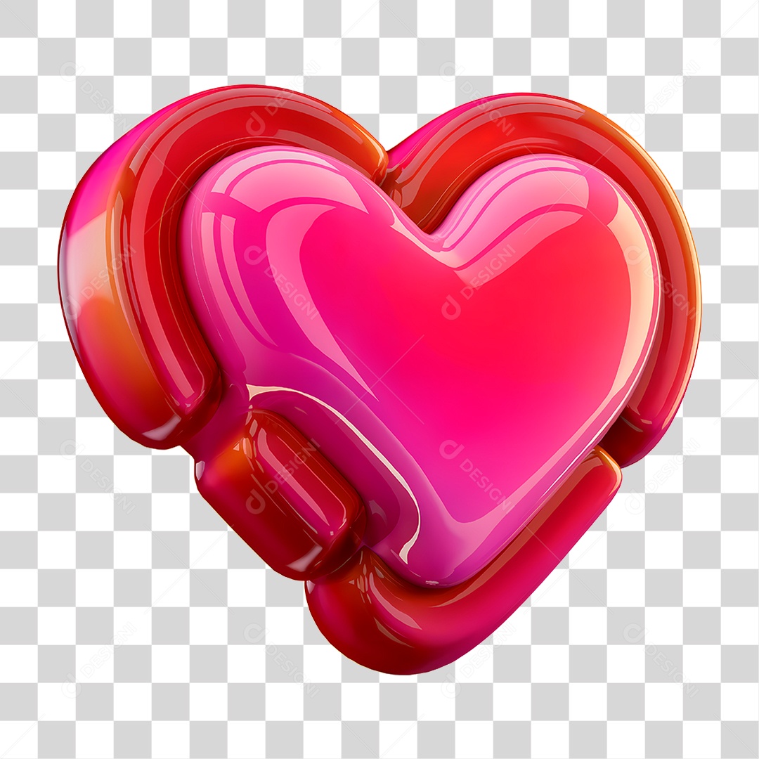 Emoji Coração Apaixonado 3D Para Composição PNG Transparente