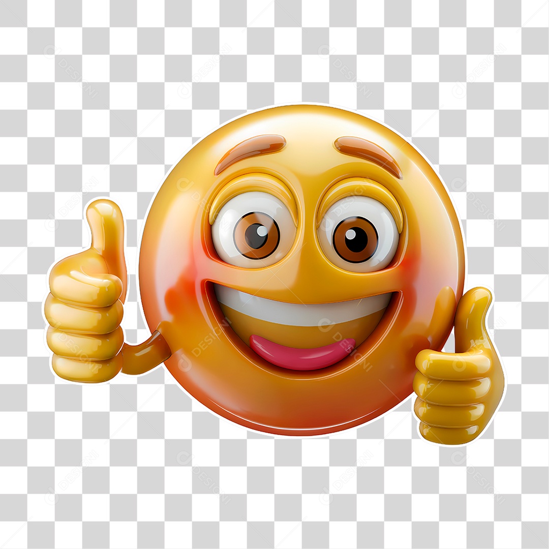 Emoji Feliz Fazendo Sinal De Positivo 3D Para Composição PNG Transparente