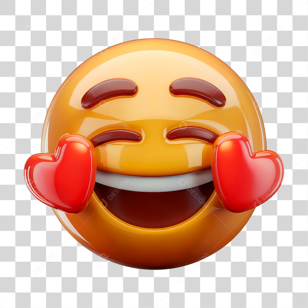 Emoji Feliz Apaixonado 3D Para Composição PNG Transparente