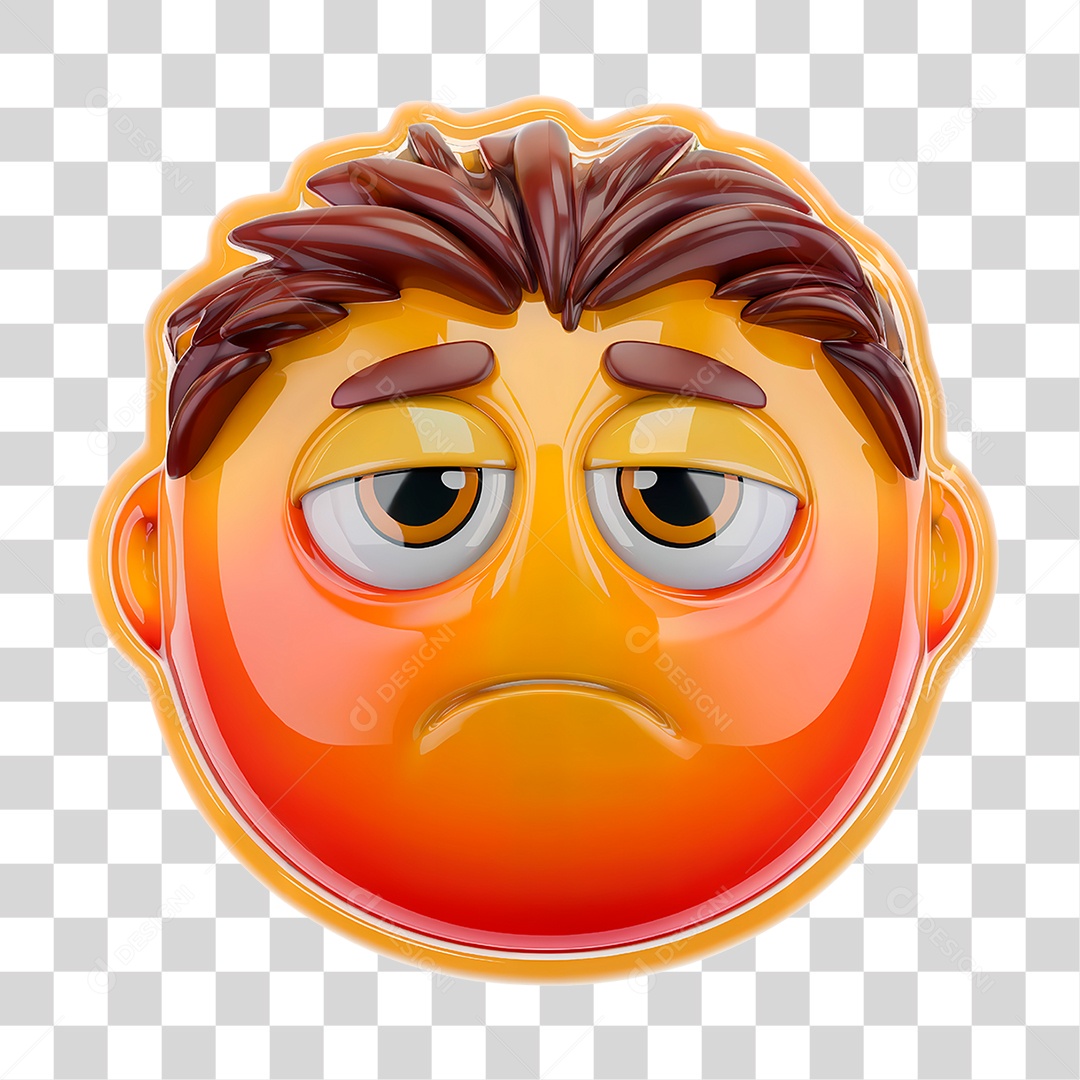 Emoji Triste 3D Para Composição PNG Transparente