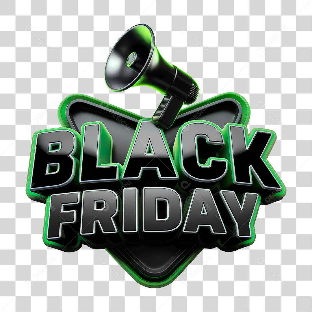 Black Friday Selo 3D PNG Transparente